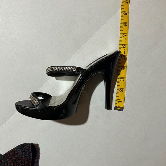 Playboy, Strappy Rhinestone 5.5" Black and Silver Heels, sz 9, Y2K - Picture 8 of 8